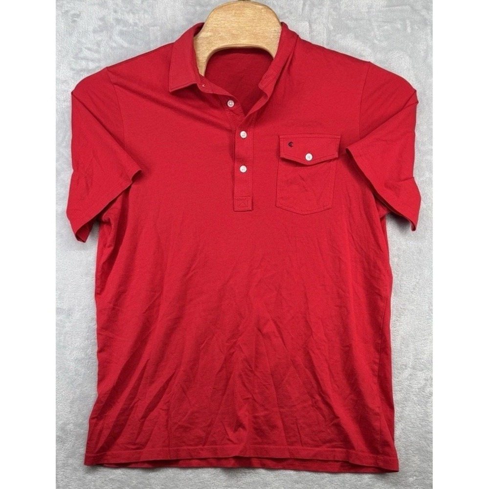 Criquet Pima Cotton Blend Polo Shirt Front Pocket Solid Red Men's Size L